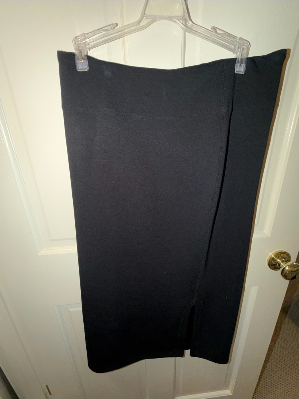 SPANX Black Midi Pencil Skirt with Front Slit